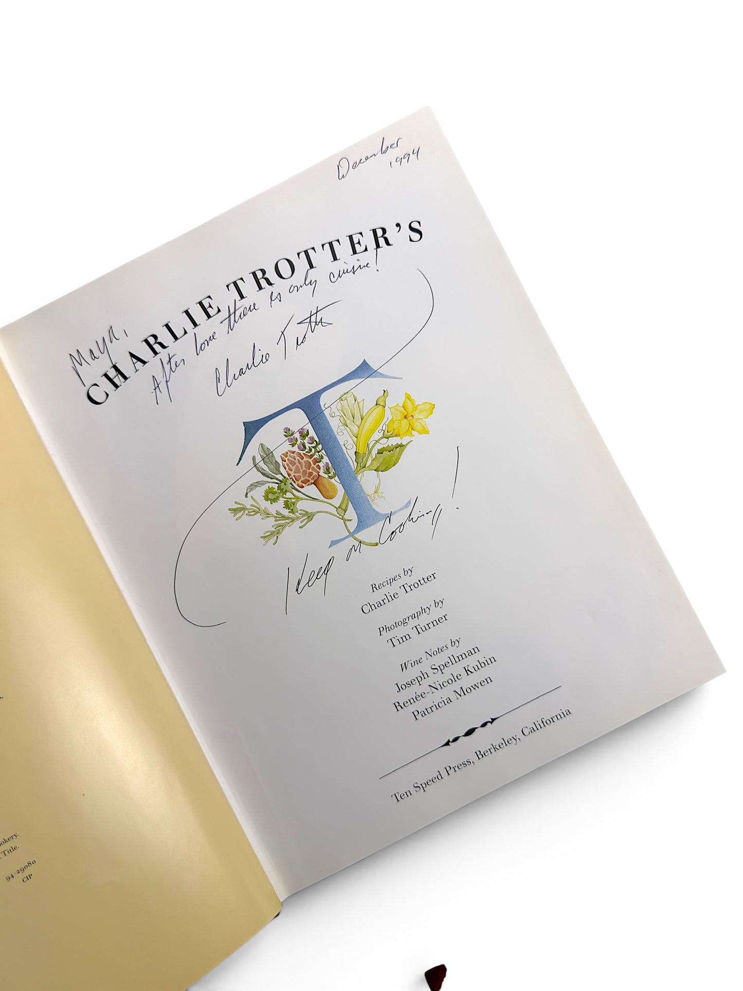 Inscribed - Charlie Trotter's - First Printing