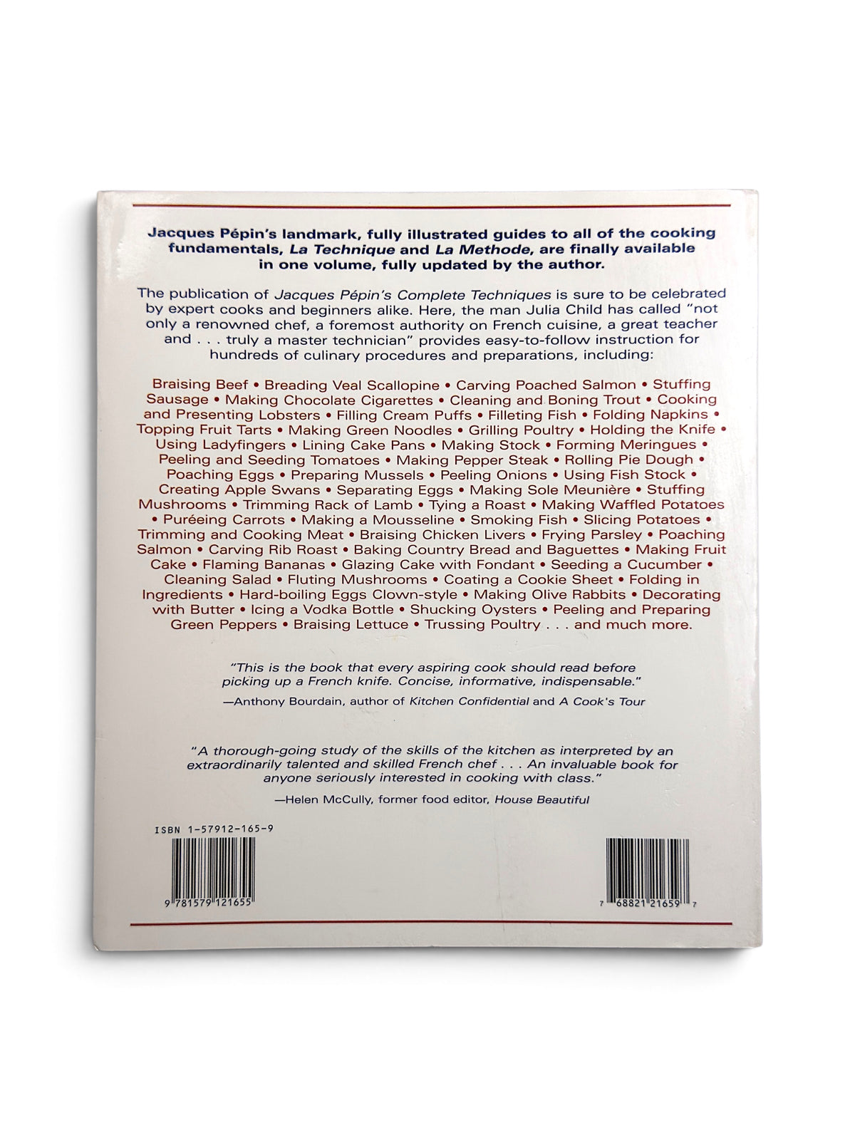 Jacques Pepin’s Complete Techniques - First Paperback Edition