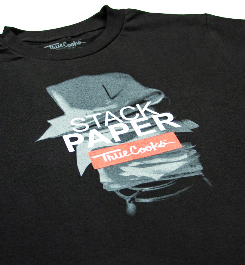 Stack Paper  Tee black close up